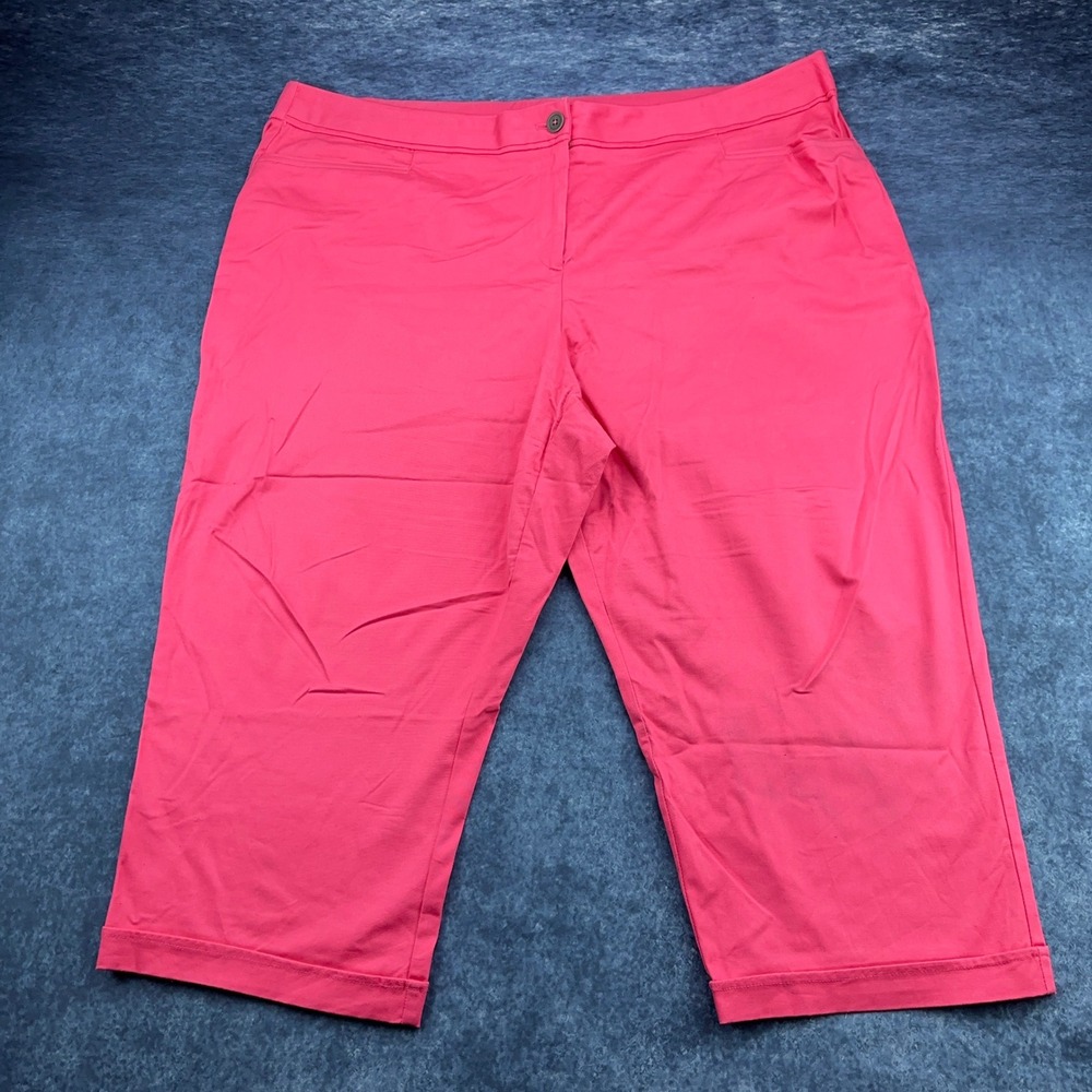 Sag Harbor Stretch Woman Pink Capri Pants Plus Size 24W Cropped Trousers